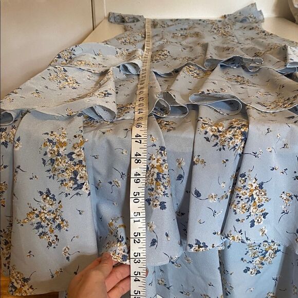 Aqua Light Blue Floral-Print Tiered Maxi Dress Size Large - Picture 12 of 12